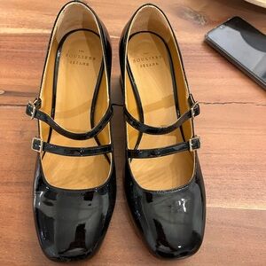 Sezane Black Patent Leather Mary Jane Shoes